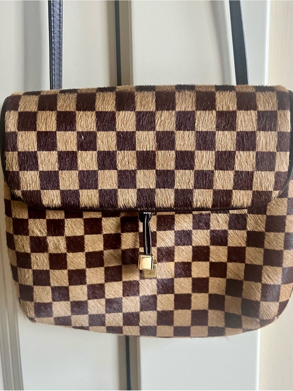Louis Vuitton Damier Sauvage Pony Hair Brown Checkerboard Small Crossbody